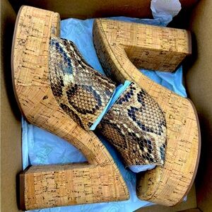 ROC Boots Python Square Heeled Cork Sole Platforms Sz 39 (8)